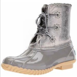 Jack Rogers Chloe Metallic Duck Boot Silver